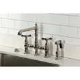 thumbnail image 2 of Kingston Brass KS7276BEXBS Essex Two-Handle 4-Hole Deck Mount Bridge Kitchen Faucet with Brass Side Sprayer in Polished Nickel, 2 of 8