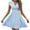 Sky Blue, variant on yillto Flowy Dresses for Women Mini Striped Printed Ruffle Short Sleeve A-Line Dress Summer Loose Beach Dress