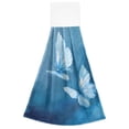 thumbnail image 2 of 2PCS Velcro Hangable Hand Towels Quick-Drying Hanging Kitchen Towels for Kitchen & Bathroom Abstract Blue and White Butterfly, 2 of 7