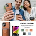 thumbnail image 5 of Wallet Case for iPhone 15 Plus Slim Protective Case with Credit Card Slots Hidden Kickstand Carbon Fiber Texture PU Leather Shockproof Anti-Scratch Phone Cover for iPhone 15 Plus, Brown, 5 of 10