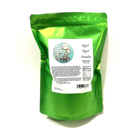 Naira's Kitchen Vegan Agar Powder, 500 Grams, Resealable Foil Pouch Does Not Contain Allergens