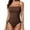 Brown, variant on Eytino Womens Swimwear Ruched Drawstring One Piece Swimsuits Ribbed Tummy Control Swim Suit Tie Side Swimming Suits Blue L