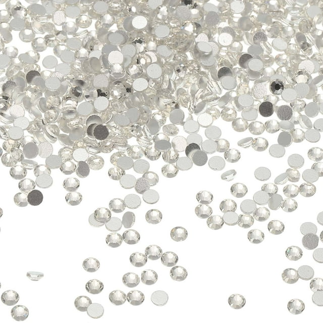 Piedras de Rhinestone Redondas de Fondo Plano Uxcell, Gemas de Cristal de Fondo Plano para Manualidades DIY, Decoración de Ropa y Arte de Uñas Blanco Claro SS6