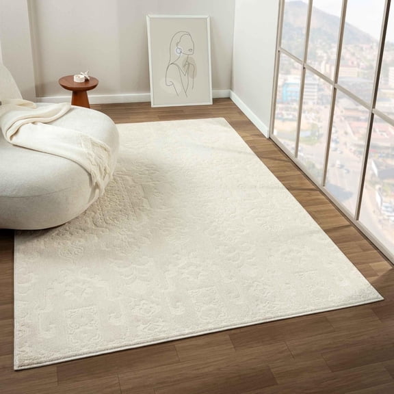 Luxe Weavers Traditional Floral Cream 4x5 Area Rug, Indoor Carpet