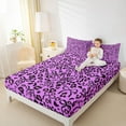 thumbnail image 4 of jejeloiu Cute Cartoon Bowknot Full Size Sheets,Jungle Animal Cheetah Bed Sheets,Purple Black Sheet Sets For Adult,Super Cozy Room Decor,4-Piece, 4 of 7