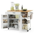 thumbnail image 3 of Kitchen Island, Lofka 41.7" W Kitchen Island with Storage, Rolling Island Table with Drop Leaf, Adjustable Shelf, Spice/Towel Rack, White, 3 of 11