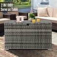 thumbnail image 7 of FHFO Rattan Wicker Deck Box, 120 Gallon Outdoor Patio Storage Box Waterproof, Outside Storage Bin for Patio Furniture Covers, Cushion Pillows, Towels, Garden Tools, Toys, Grey, 7 of 7