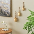 thumbnail image 2 of DecMode Tibetan Inspired Gold Metal Bell Decorative Cow Bells with Jute Hanging Rope, 3 Count, 2 of 9