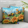 thumbnail image 3 of PHYHOO Cute Sunflowers Bee Pillow Cover Colorful Printed Pillow Case Short Plush Square Decorative Cushion Cover Suitable for Sofa Bedroom, 3 of 5