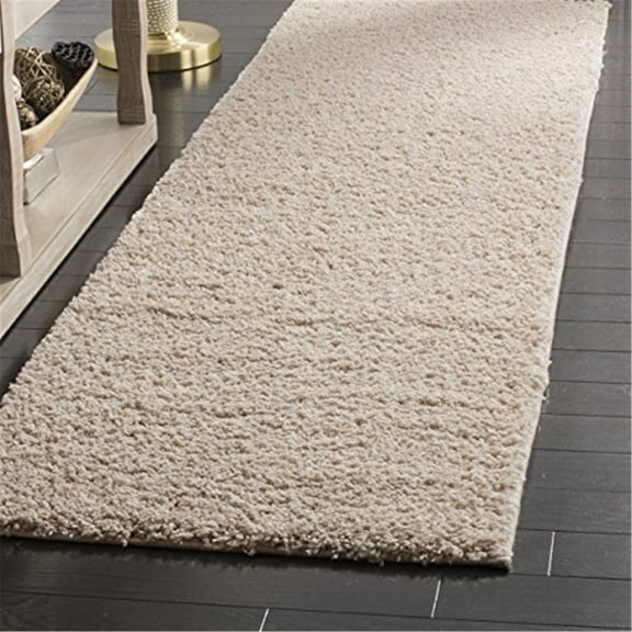 Arizona Shag Dark Grey Large Rectangle Rug-Color:Beige,Shape:Runner,Size:2'-3" X 8'