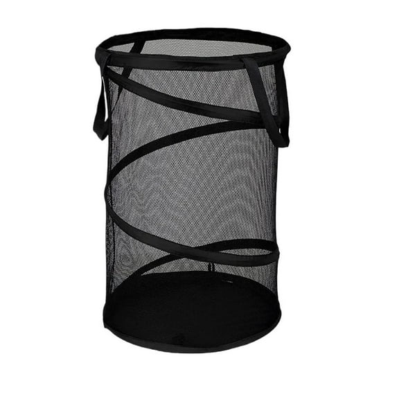 Large Collapsible Laundry Basket Foldable Mesh Pop Up Hamper with Handles for Laundry Room, Bathroom, Kids Room, College Dorm, Travel, Storage Organizer Black