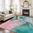 thumbnail image 2 of 5'x8' Area Rugs, Teal Pink Marble Indoor Outdoor Area Rug for Living Room Bedroom, Abstract Luxury Ink Painting Modern Washable Bathroom Rugs Kitchen Floor Carpet Mats Home Decor Aesthetic, 2 of 8