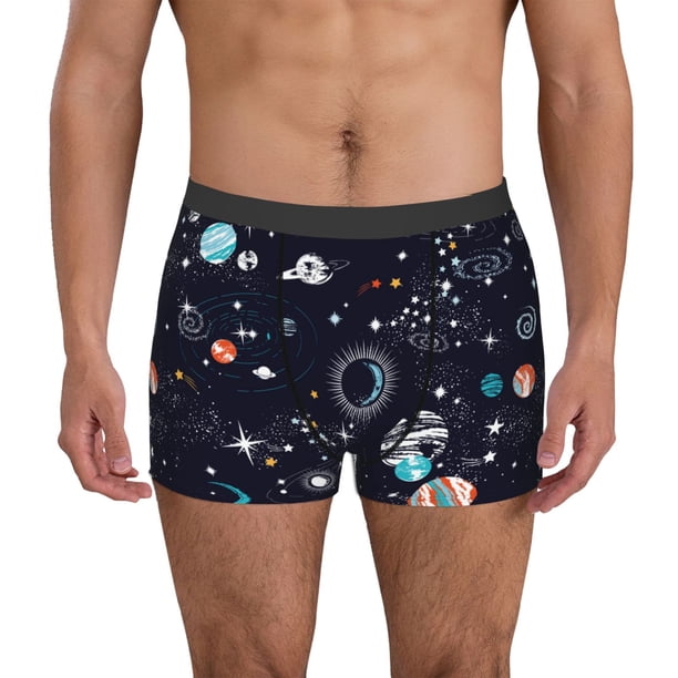 Balery Galaxy2 Calzoncillos bóxer para hombre, ropa interior de algodón suave y transpirable con cinturilla de nailon-Large
