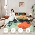 thumbnail image 3 of Manfei Minimal Fuji Twin Comforter Sets for Girls Women, Pagoda Sunset Bedding Set, Green Orange Black, Black Reversible 2-Piece, 1 Comforter and 1 Pillowcase, 3 of 6