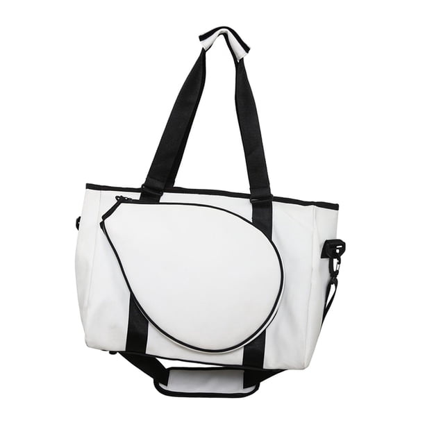 Bolsa de hombro para raqueta de bádminton, bolsa de bádminton, con bolsa portátil con cremallera para mujeres y hombres blanco