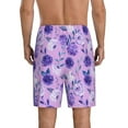 thumbnail image 2 of Balery Violet Men's Cotton Knit Pajama Shorts Waistband & Pockets,Short Pajama Pants-Medium, 2 of 8