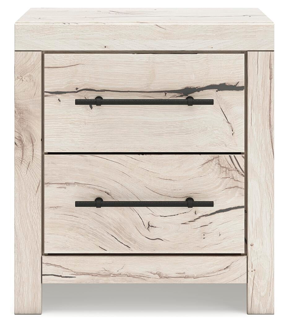 Signature Design by Ashley Lawroy Rustic Farmhouse 2 Drawer Nightstand with USB Charging Ports, Light Brown