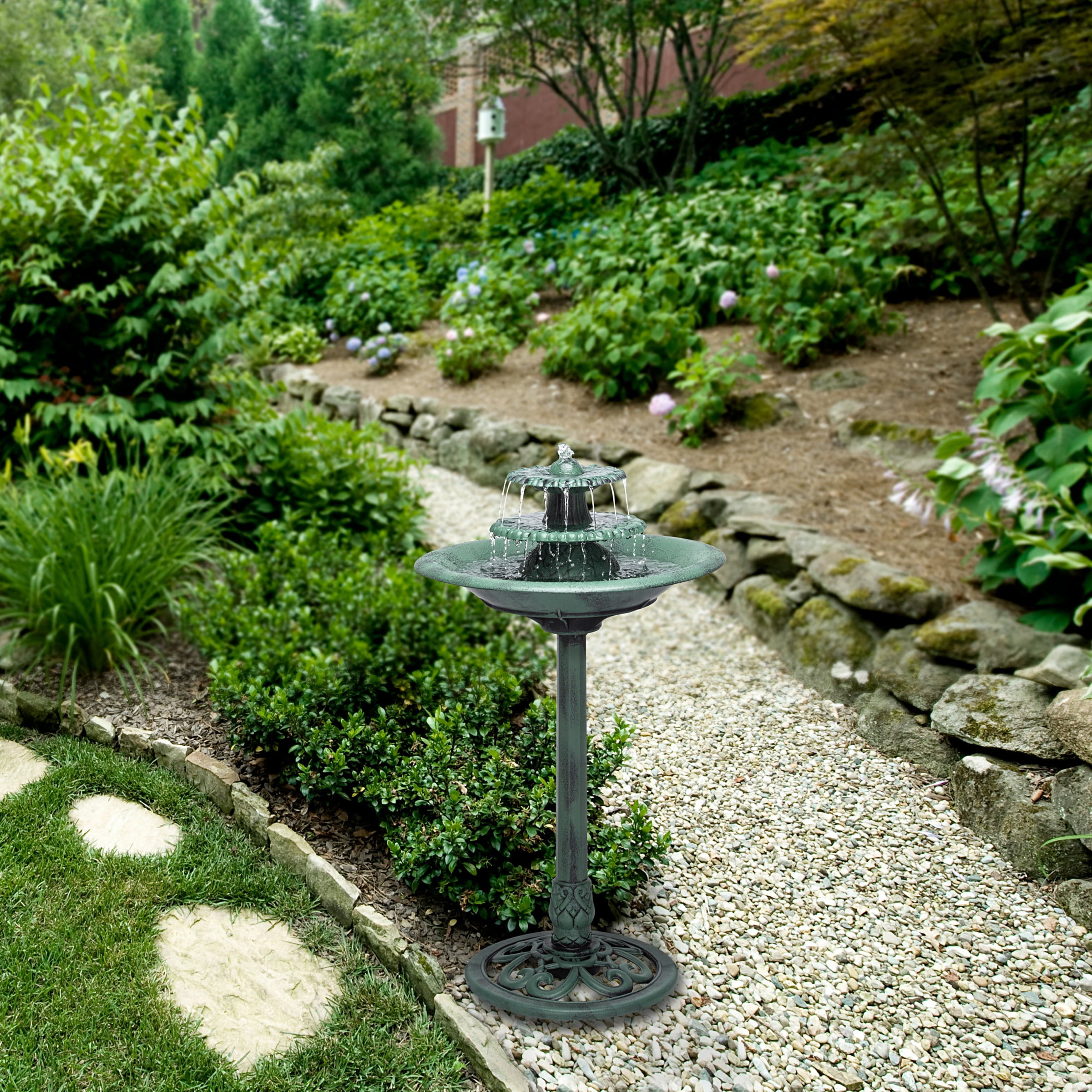 3 Tier Pedestal Fountain Bird Bath W/ Pump Water Patio Decor Garden Outdoor 