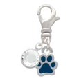 thumbnail image 2 of Delight Jewelry Silvertone Mini Translucent Navy Paw - Silvertone Clip on Charm with Clear Crystal Drop, 2 of 4
