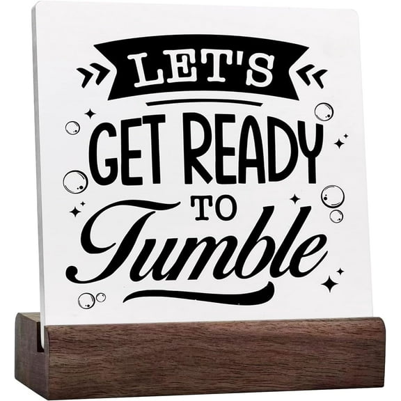 Let's Get Ready to Tumble Ceramic Table Sign Decor Desk Sign,Funny Laundry Room Ceramic Table Sign for Home Hotel Shelf Table Decor Decorations