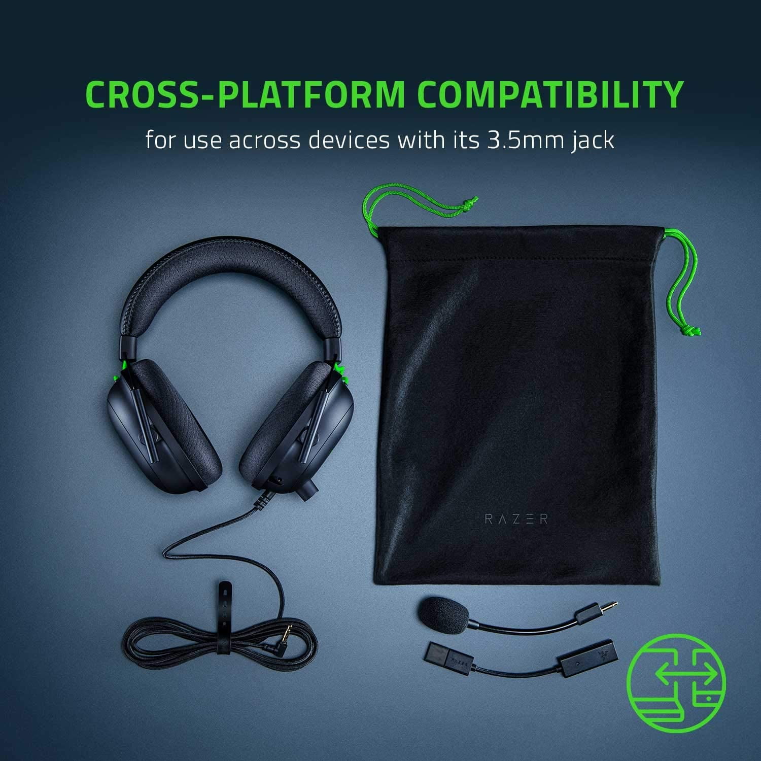 Xbox Series X & S Xbox One PS5 PS4 50mm Drivers 3.5 mm Audio Jack & USB DAC Detachable Mic Switch Black PC Mobile Razer BlackShark V2 Gaming Headset: THX 7.1 Spatial Surround Sound