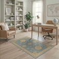 thumbnail image 2 of ODIKA 4'x6' Beige Blue Slate Motif Washable Area Rug Intricate Geometric Floral Design Pet Friendly, Non-Shedding for Bedroom, Reading Nook, 2 of 7