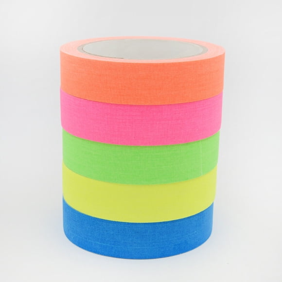 WRITWAA 5 Rolls Pink Fluorescent UV Cotton Tape Flashing Tape for Stage and Film Use