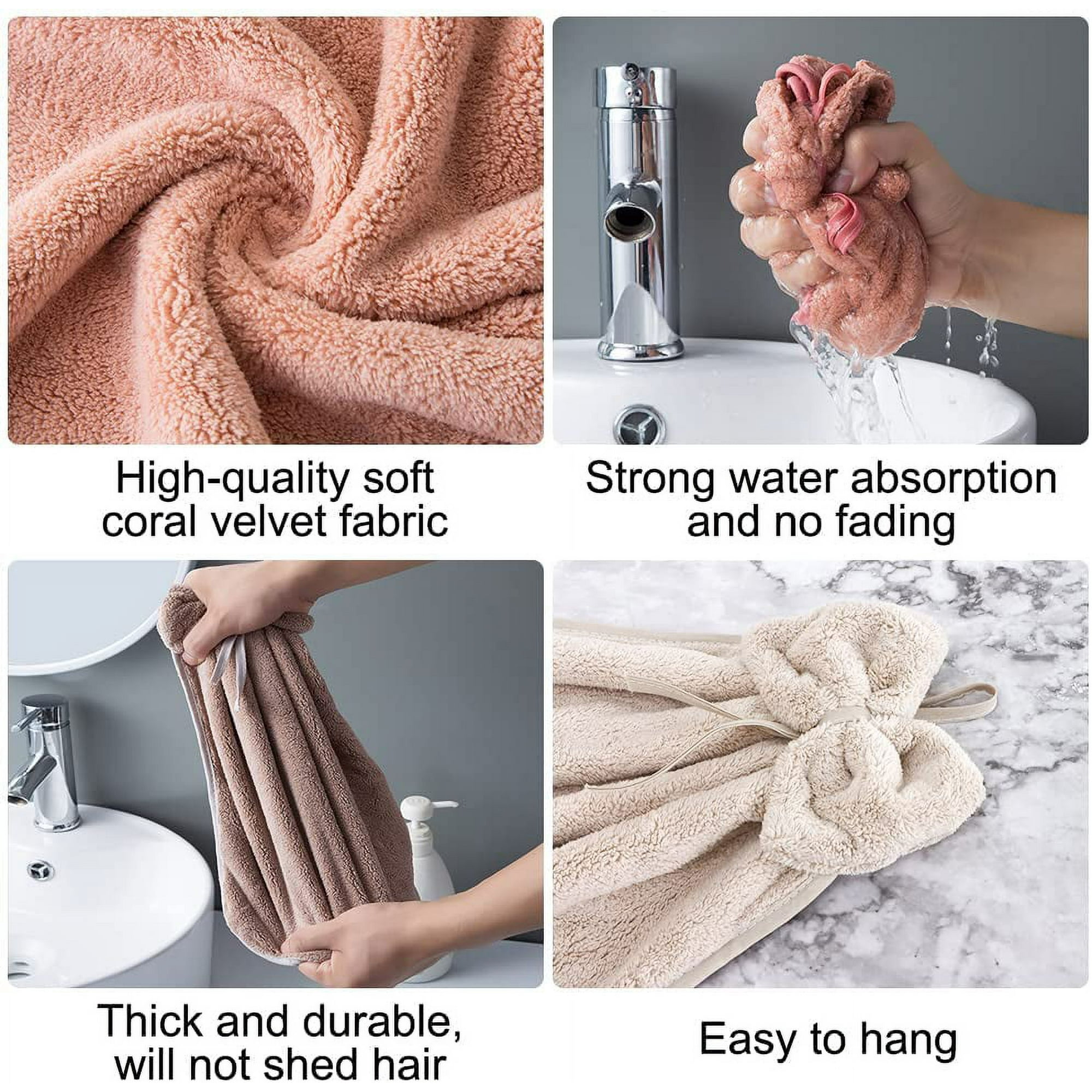 Lot De 3 Serviettes De Cuisine Avec Boucle De Suspension, Serviette De Salle De Bain Décorative