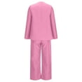 thumbnail image 5 of ZACPNCV Women's Casual Lattice Color Suit Long Sleeve Blazer and Long Pants Two-piece Set Pink, 5 of 6