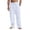 White, variant on GrmtClth Men's Linen Pants Loose Fit Wide Leg Trousers Lightweight Drawstring Waist Casual Beach Pants with Pockets Navy XL