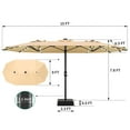 thumbnail image 2 of Riedhoff 15ft Large Patio Umbrella with Solar Lights and Cross Base for Deck Poolside Backyard,Beige, 2 of 7