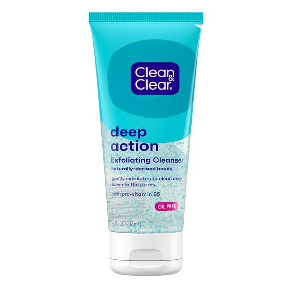 Clean Clear Oil-Free Deep Action Exfoliating Acne Face Wash, Facial Cleanser, 7oz