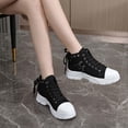 thumbnail image 3 of HEWUQI Women's Canvas Platform Sneakers with Side Zipper High Top Lace up Comfortable Athletic Shoes for Casual Outdoor Wear Black Size 8.5, 3 of 6