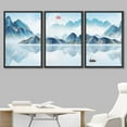 thumbnail image 2 of IDEA4WALL Framed Canvas Print Wall Art Set Vibrant Blue Pastel Mountain Reflection Nature Wilderness Modern Art Decorative Landscape Rustic for Living Room, Bedroom, Office - 24"x36"x3 Black, 2 of 5