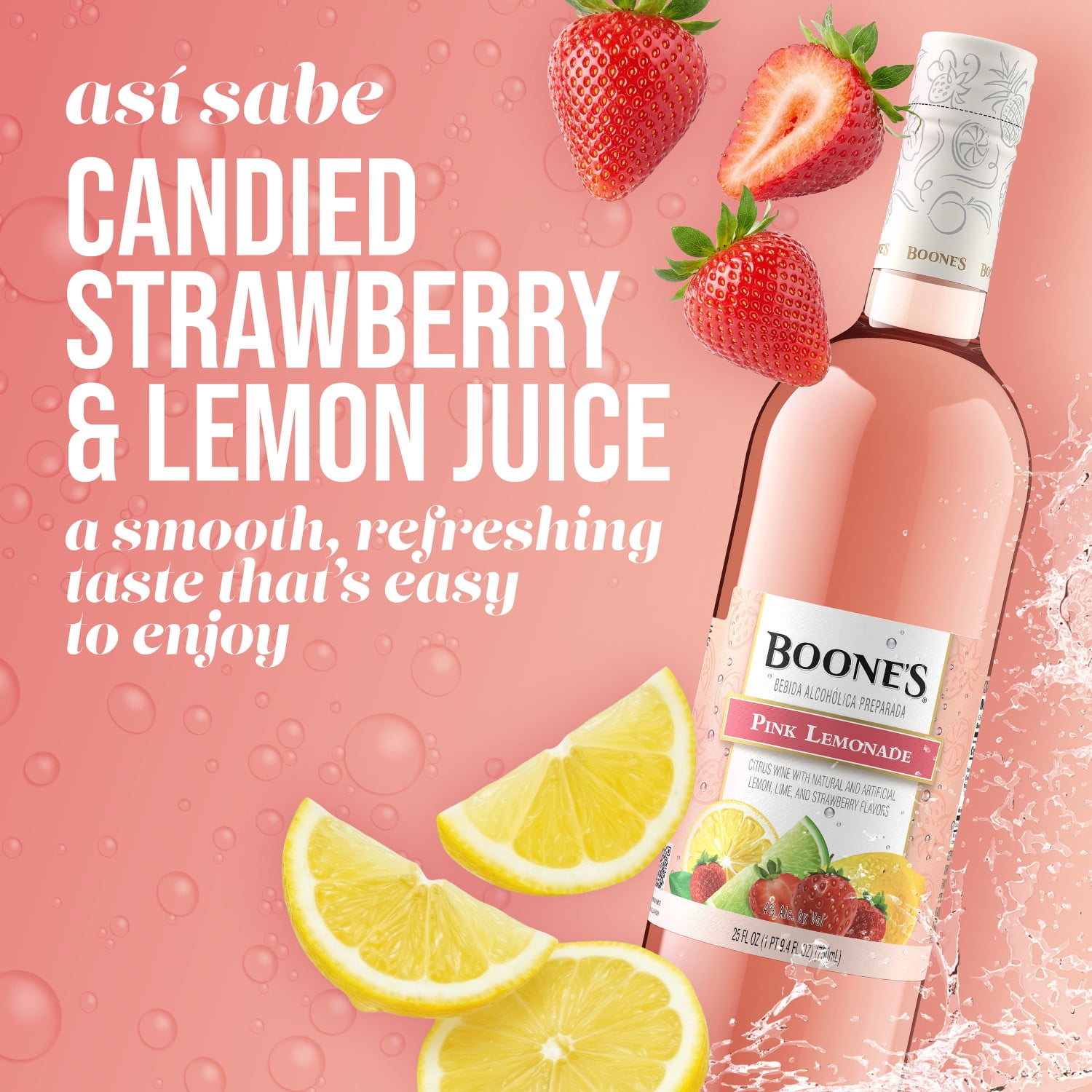 Boones Pink Lemonade Wine 750ml, 4% ABV