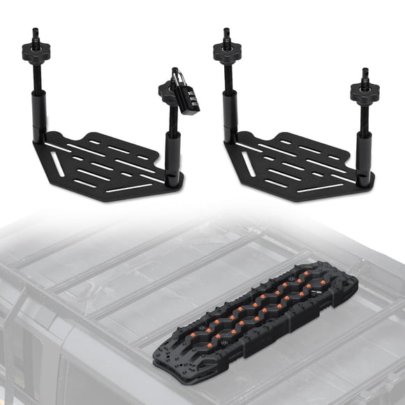 FieryRed Recovery Traction Board Mounting Kit, Universal Roof Rack Fit with Quick-Release Knobs & Anti-Theft Padlock, for Rooftop Platform