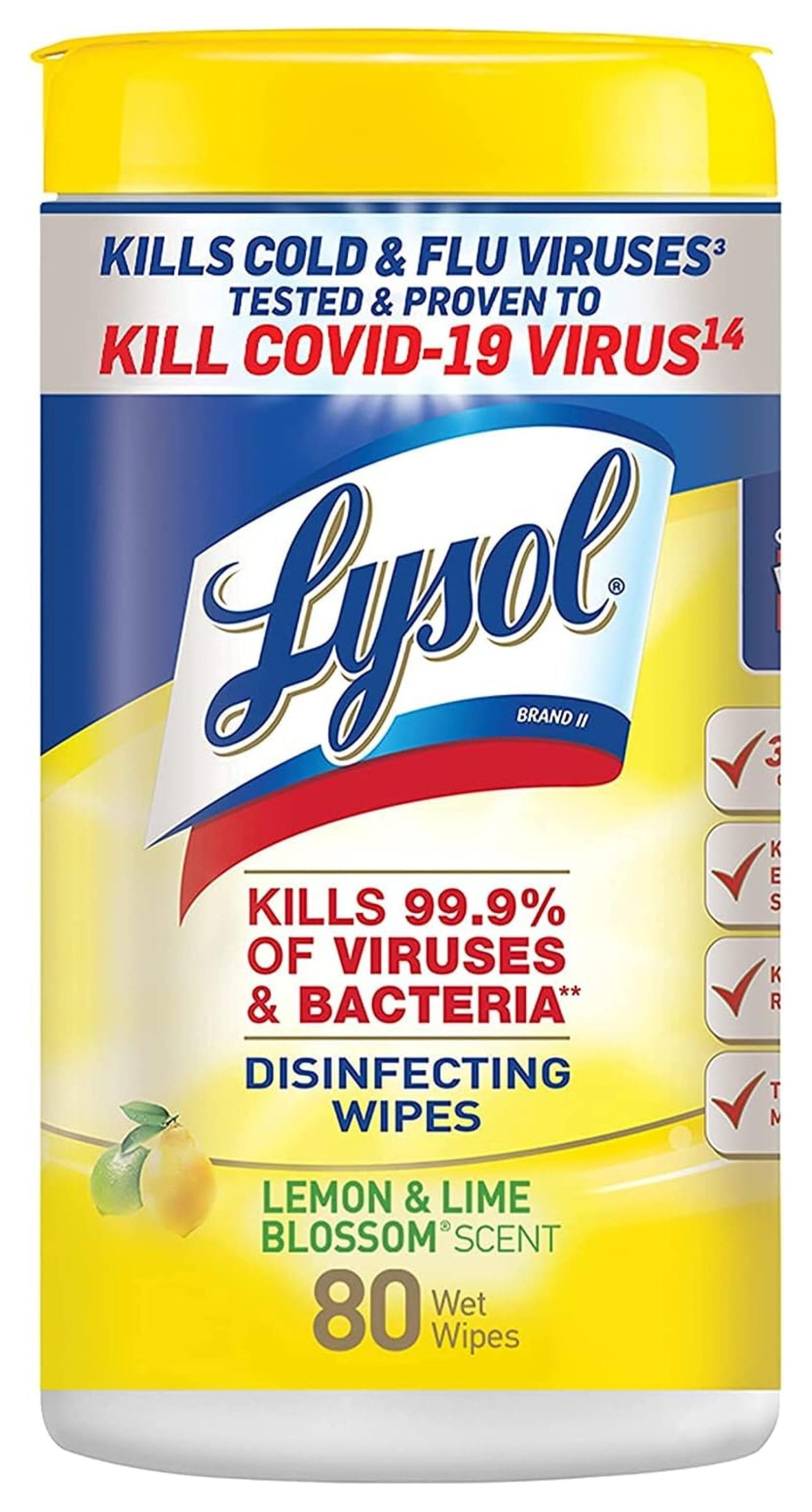 Disinfecting Wipes, Lemon and Lime Blossom, 80 Count (Pack of 6)