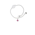 thumbnail image 2 of Delight Jewelry Crystal Hot Pink Channel Drop - Silvertone Leaf Delicate Bracelet, 6.25+1.75", 2 of 4