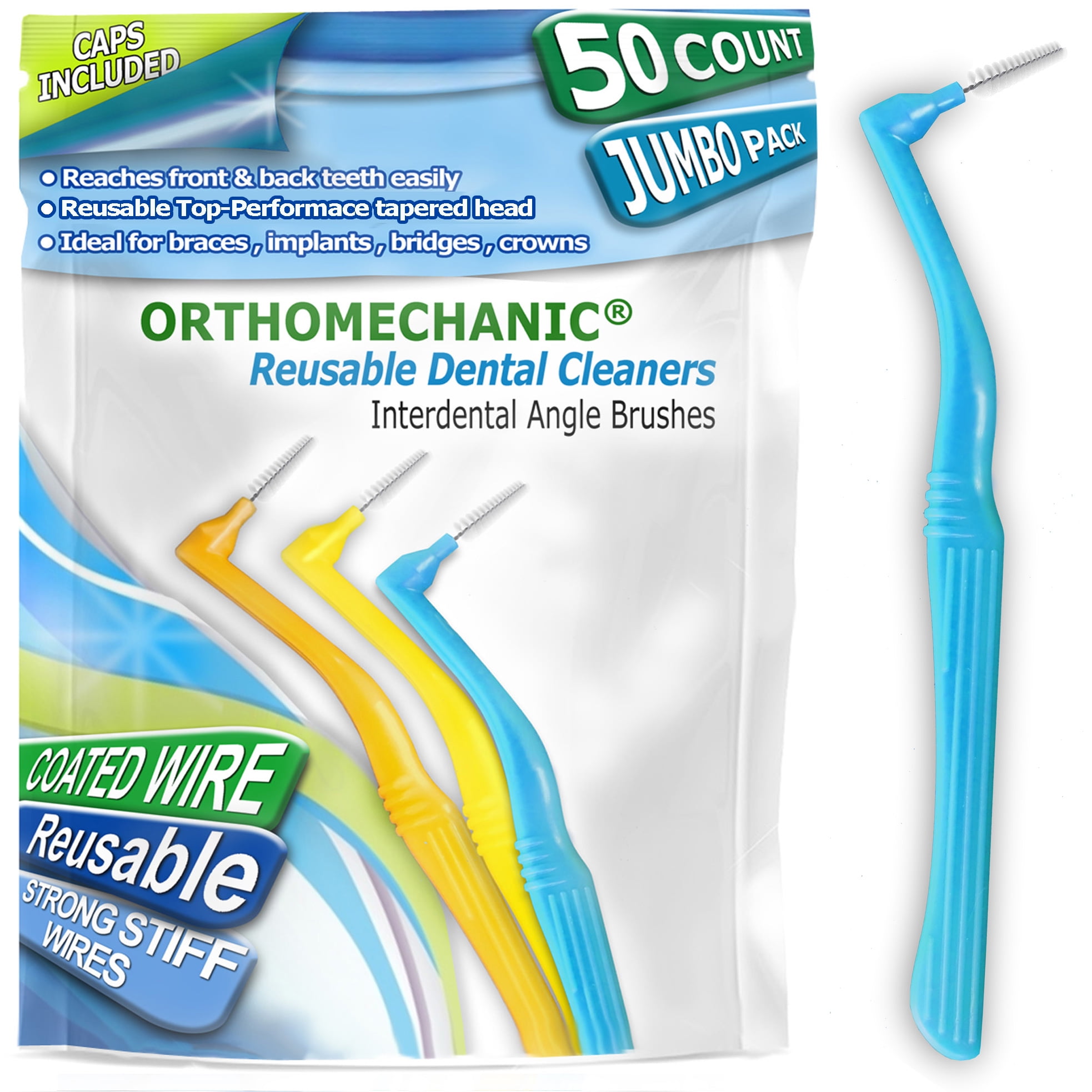 Orthomechanic 50 Pack Interndental Brushes, dental Cleaners, Standard Size