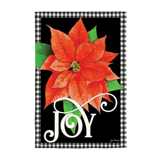 Evergreen Joy Poinsettia Burlap Garden Flag 12 x 18 Inches Indoor Outdoor Decor