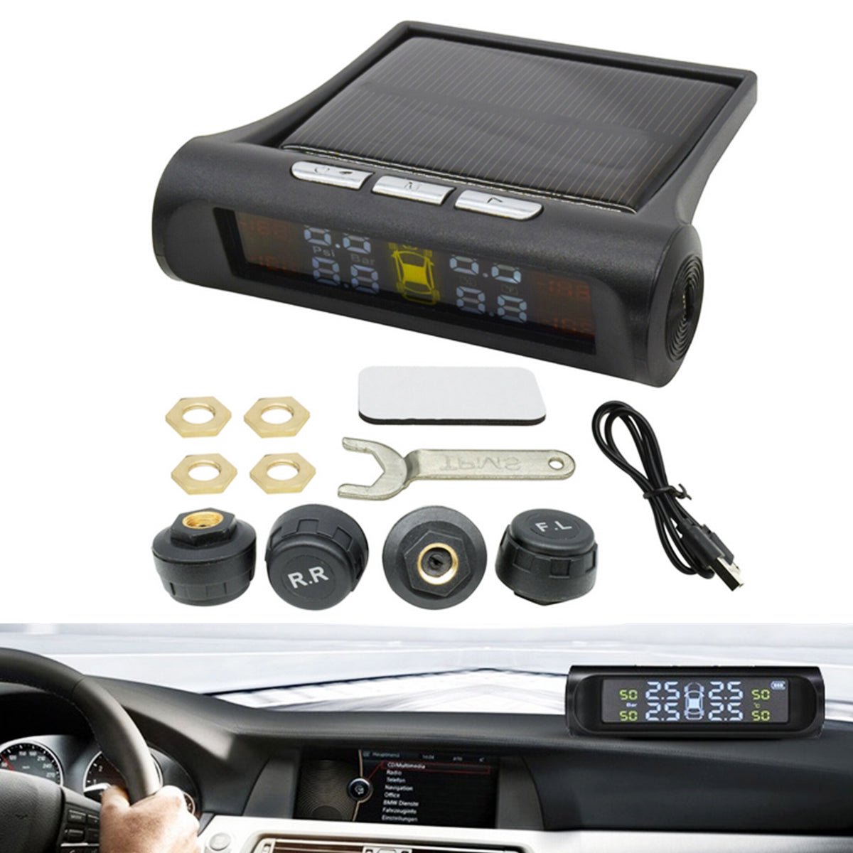 Wireless Solar TPMS LCD Car Tire Pressure Monitori... – Vicedeal