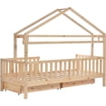 thumbnail image 5 of Cama infantil en color madera, cama infantil cama casita con cajones, madera maciza con somier de lamas, cama casita pino, habitación infantil y juvenil, 90x200 esquí esquí Gafas de esquí, 5 of 5