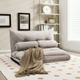 thumbnail image 3 of Costway Convertible Lazy Sofa Bed with 42-Level Adjustable Backrest&2 Lumbar Pillows Grey, 3 of 10