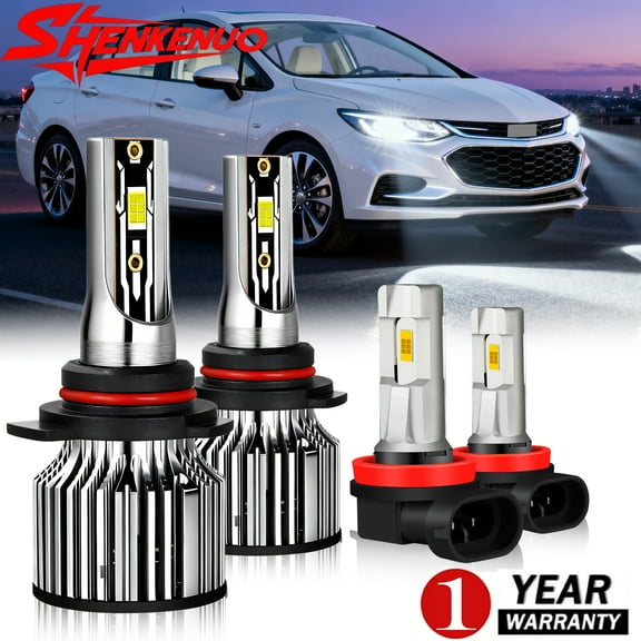 For Chevy Cruze(With Projector) 2016-2019 Headlights 9012 High/Low Beam Headlights and H11 LED Fog Light Bulbs 4pc