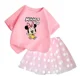 thumbnail image 2 of Conjunto de 2 piezas de camiseta y falda de algodón para niña, falda tutú de princesa de ballet esponjosa, traje de falda de encaje para fiesta de cumpleaños y boda, 2 of 5