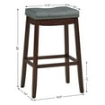 thumbnail image 2 of Gymax Set of 2 Nailhead Saddle Bar Stools 29'' Pub Chairs with Rubber Wood Legs Brown, 2 of 9