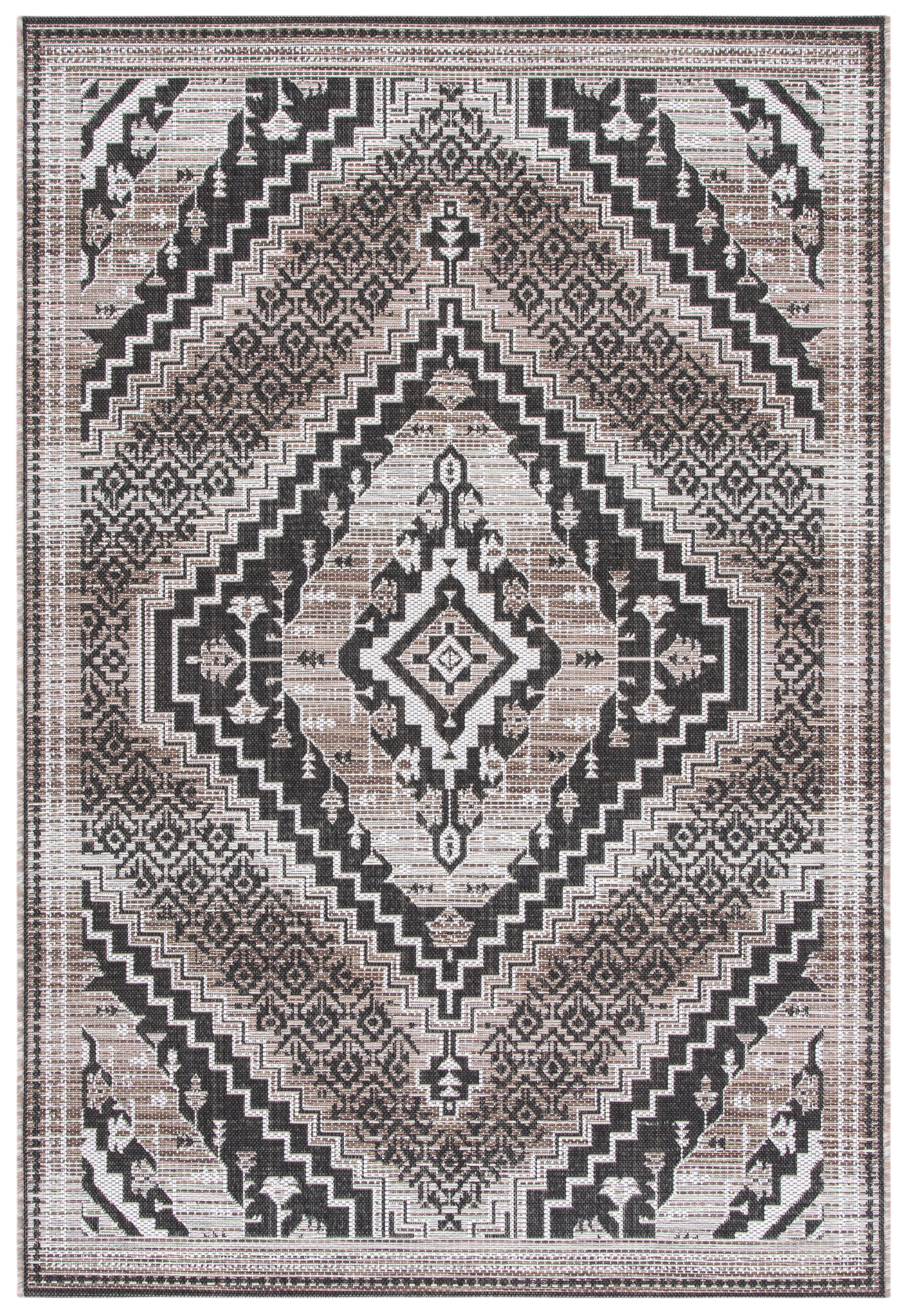 Safavieh Havana Gulden Medallion Indoor/Outdoor Area Rug, Light Brown/Black, 4'5" x 6'5"