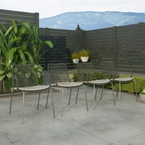 Amazonia Le Mans 4-Piece Chair Set | High-Quality Steel with a Rope Seat | Ideal for Outdoors and Indoors, Grey Cushions