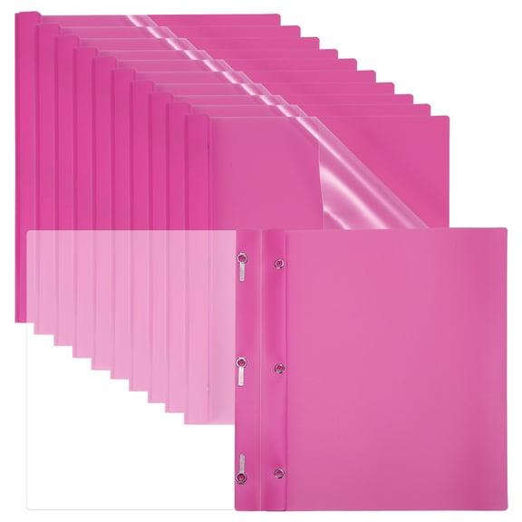 Plastic Report Covers with Prong, 30 Pcs 80 Sheet Capacity Clear Front Presentation Binders, Rose Red