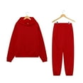 thumbnail image 2 of MSJUHEG Long Sleeve Workout Set,Jumpsuits for Women,Matching Sweat Sets for Women,Tracksuit for Women,Sports Sweater Waist Set Pants Two Set Sweater Pants,Jumpsuits for Women Casual Red 2XL, 2 of 4
